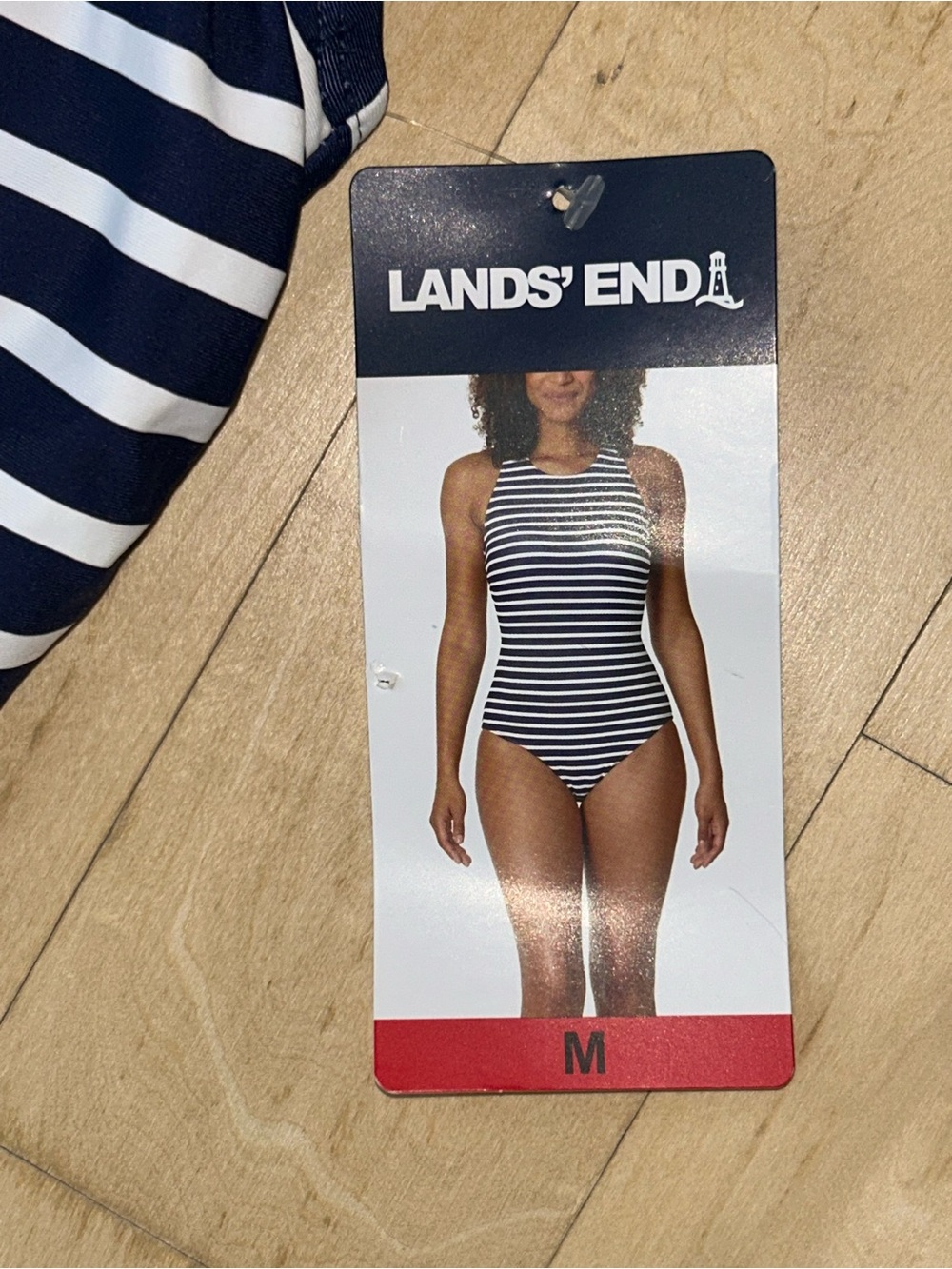Lands' End Women’s One Piece Horizontal Stripe Swimsuit Navy/White Medium NWT - Picture 5 of 14